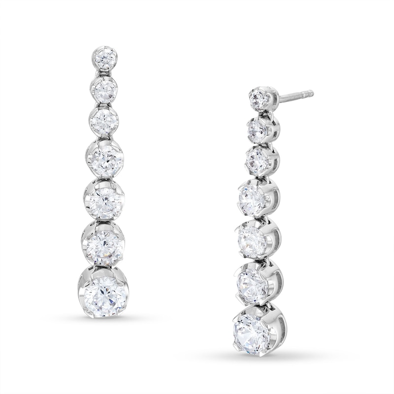 Main Image 1 of 1-1/2 CT. T.W. Journey Certified Lab-Created Diamond Drop Earrings in 14K White Gold (F/SI2)