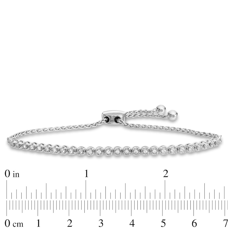 Main Image 3 of 1/4 CT. T.W. Diamond Miracle Bolo Bracelet in Sterling Silver - 9.75"