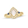 Thumbnail Image 0 of Pear-Shaped Lab-Created Opal and Lab-Created Sapphire Scallop Frame Ring in Sterling Silver with 14K Gold Plate - Size 7