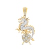 Thumbnail Image 1 of Men's 1/2 CT. T.W. Diamond Dragon, Shield and Swords Crest Necklace Charm in 10K Gold