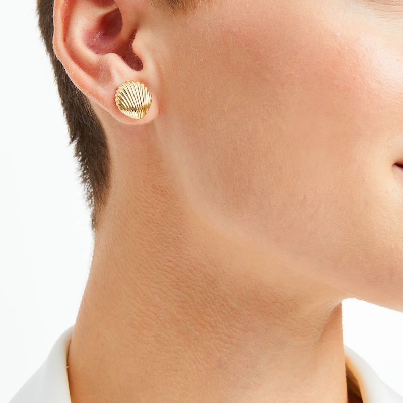 Main Image 2 of Sea Shell Stud Earrings in 10K Gold