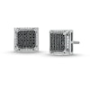 Men's 1/3 CT. T.W. Black And White Diamond Square Frame Stud Earrings In 10K White Gold