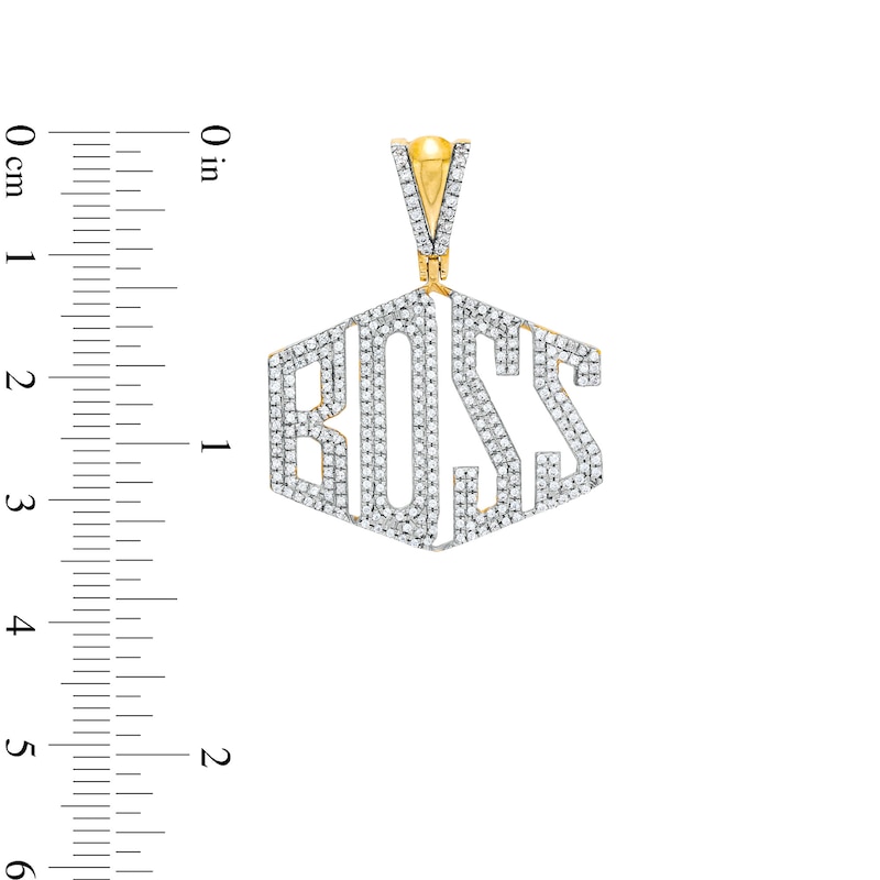 Main Image 2 of Men's 5/8 CT. T.W. Diamond &quot;BOSS&quot; Necklace Charm in 10K Gold