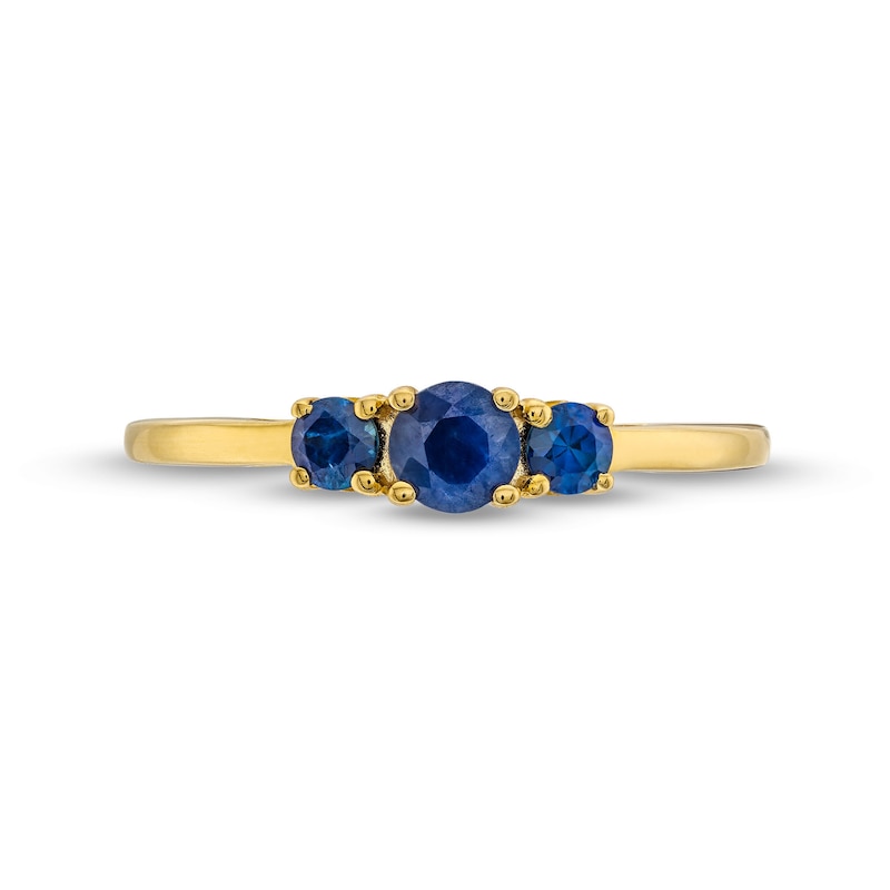 Main Image 4 of Blue Sapphire Three Stone Ring in 10K Gold