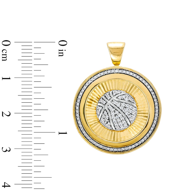 Main Image 2 of Men's 1/2 CT. T.W. Diamond Basketball Medallion Necklace Charm in 10K Gold