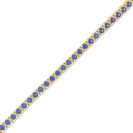 Blue Lab-Created Sapphire Tennis Bracelet in Sterling Silver with 18K Gold Plate - 7.25&quot;