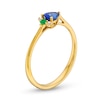 Thumbnail Image 3 of Pear-Shaped Blue Sapphire, Emerald and Diamond Accent Abstract Peacock Ring in 10K Gold