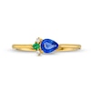 Thumbnail Image 4 of Pear-Shaped Blue Sapphire, Emerald and Diamond Accent Abstract Peacock Ring in 10K Gold