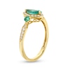 Thumbnail Image 3 of Marquise-Cut Emerald and 1/6 CT. T.W. Diamond Frame Three Stone Ring in 10K Gold