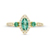 Thumbnail Image 4 of Marquise-Cut Emerald and 1/6 CT. T.W. Diamond Frame Three Stone Ring in 10K Gold