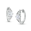 Thumbnail Image 1 of 5.0mm Hexagon-Shaped White Lab-Created Sapphire Triangle Huggie Hoop Earrings in Sterling Silver