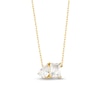 Thumbnail Image 1 of Pear-Shaped and Emerald-Cut White Lab-Created Sapphire Two Stone Necklace in Sterling Silver with 18K Gold Plate