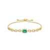 Lab-Created Emerald And White Lab-Created Sapphire Link Bolo Bracelet In Sterling Silver With 18K Gold Plate - 9.0