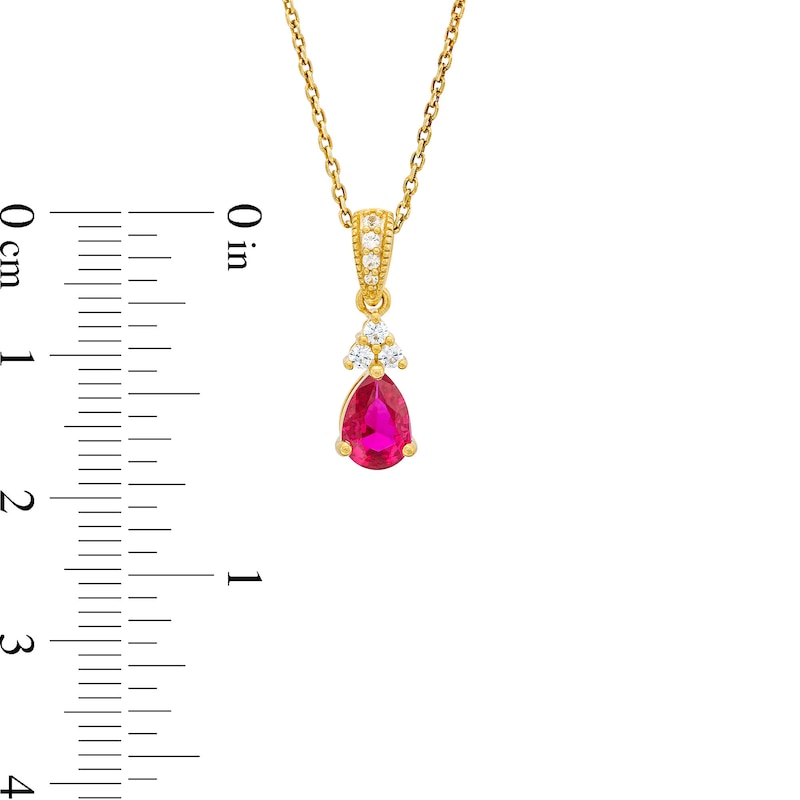 Heart-Shaped Lab-Created Ruby and Pear-Shaped Pink Lab-Created Sapphire Two  Stone Necklace in 10K White Gold