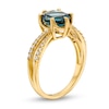 Thumbnail Image 3 of Oval London Blue Topaz and 1/6 CT. T.W. Diamond Bypass Split Shank Ring in 10K Gold