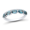 Thumbnail Image 1 of Sideways Pear-Shaped London Blue Topaz and 1/10 CT. T.W. Diamond Five Stone Band in 10K White Gold