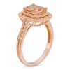 Thumbnail Image 3 of Elongated Cushion-Cut Morganite and 1/5 CT. T.W. Diamond Abstract Floral Frame Ring in 10K Rose Gold