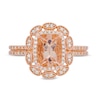 Thumbnail Image 4 of Elongated Cushion-Cut Morganite and 1/5 CT. T.W. Diamond Abstract Floral Frame Ring in 10K Rose Gold