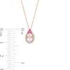 Thumbnail Image 3 of Oval Morganite, Rhodolite Garnet and 1/10 CT. T.W. Diamond Frame Tri-Top Pendant in 10K Rose Gold