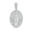 Thumbnail Image 1 of Men's 1/3 CT. T.W. Diamond Oval Christ the Redeemer Necklace Charm in Sterling Silver