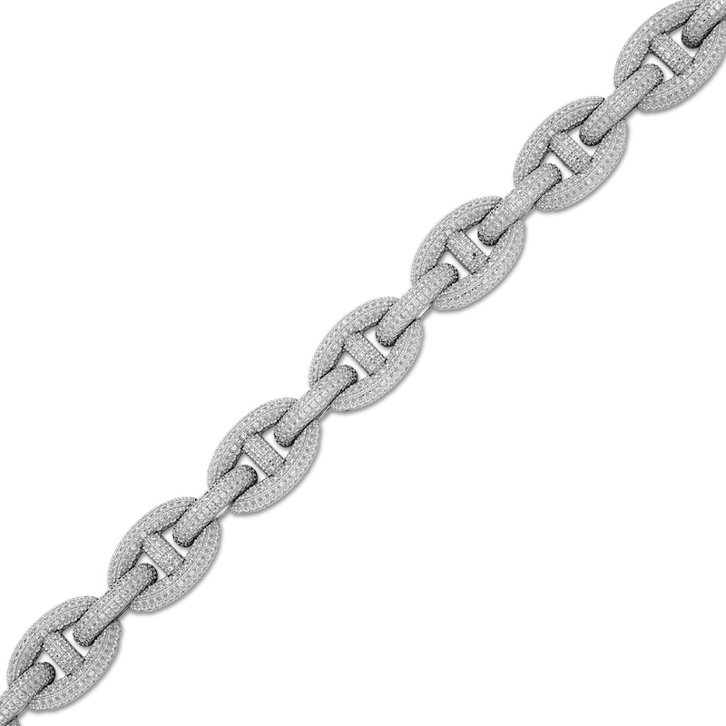 Main Image 1 of Men's 1 CT. T.W. Diamond Oval Chain Link Bracelet in Sterling Silver - 8.5&quot;