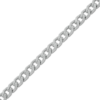 Zales Men's 2 Ct. T.W. Diamond Cuban Curb Chain Bracelet in Sterling Silver - 8.5