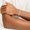 Thumbnail Image 1 of Men's 1/2 CT. T.W. Diamond Squared Curb Chain Bracelet in Sterling Silver - 8.5"