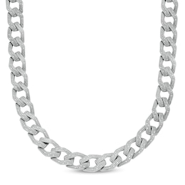 Men's 1 CT. T.W. Diamond Squared Curb Chain Necklace in Sterling Silver - 20&quot;