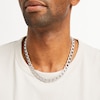 Thumbnail Image 1 of Men's 1 CT. T.W. Diamond Squared Curb Chain Necklace in Sterling Silver - 20"