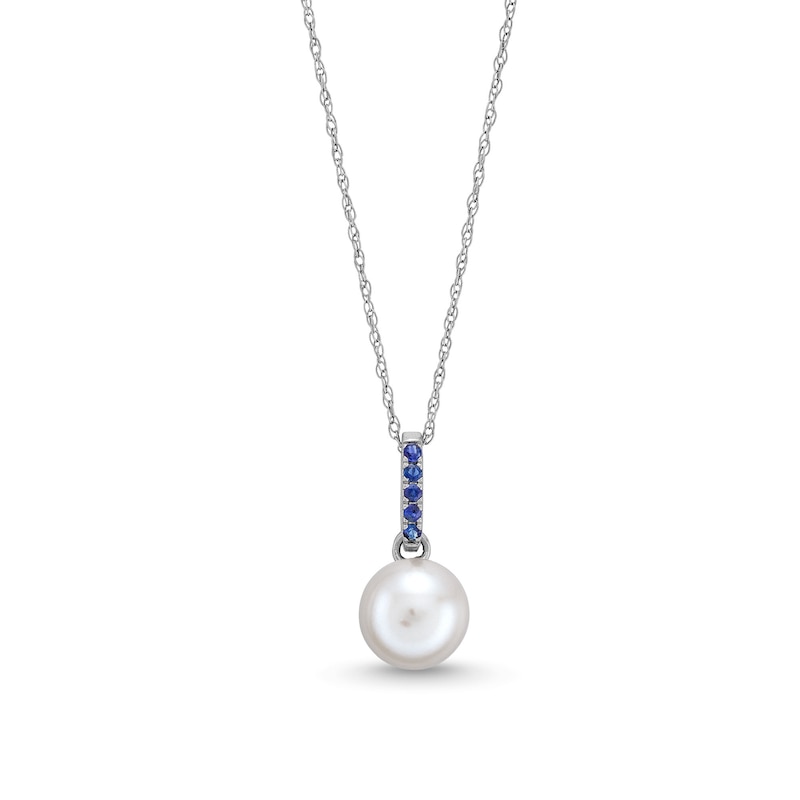 Main Image 1 of 7.0mm Freshwater Cultured Pearl Dangle Pendant in 10K White Gold