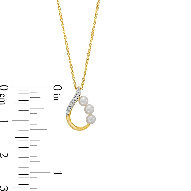 Cultured Freshwater Pearl and Diamond Accent Teardrop Outline Pendant in 10K Gold