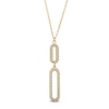 Thumbnail Image 1 of Diamond-Cut Paper Clip Double Drop Pendant in 14K Two-Tone Gold