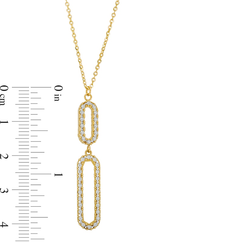 Main Image 4 of Diamond-Cut Paper Clip Double Drop Pendant in 14K Two-Tone Gold