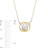 Thumbnail Image 3 of 7.5-8.0mm Freshwater Cultured Pearl and 1/20 CT. T.W. Diamond Interlocking Circles Necklace in 10K Gold