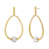 Thumbnail Image 1 of 7.0mm Freshwater Cultured Pearl Egg Outline Drop Earrings in 10K Gold