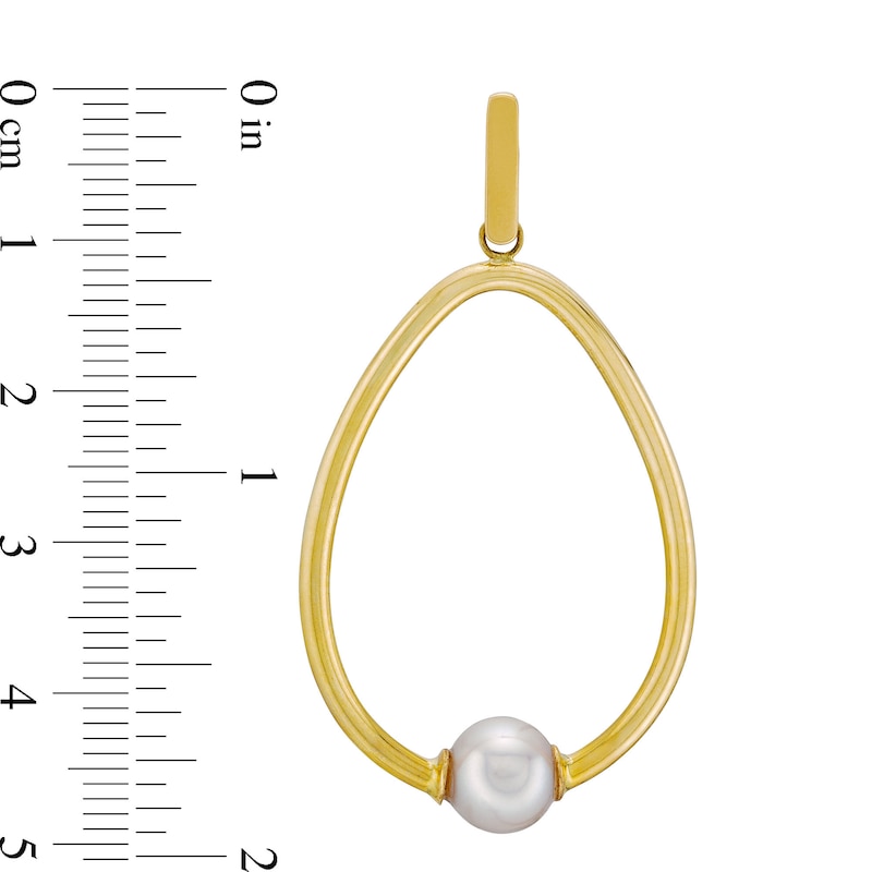 Main Image 3 of 7.0mm Freshwater Cultured Pearl Egg Outline Drop Earrings in 10K Gold