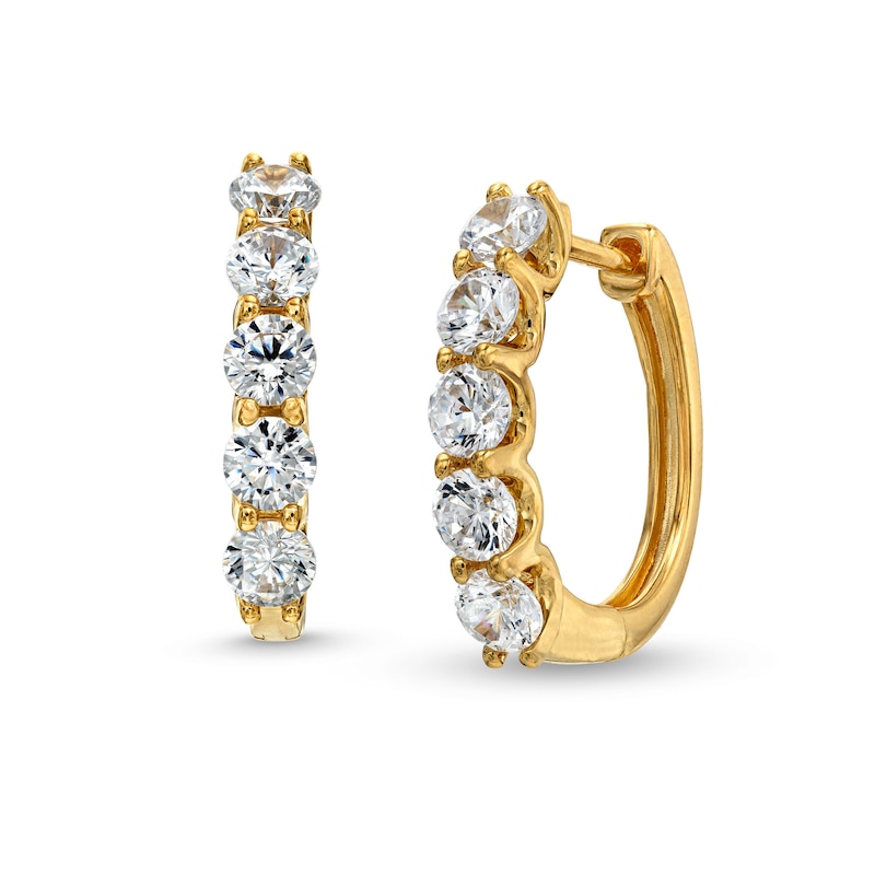 2 CT. T.W. Certified Lab-Created Diamond Five Stone Hoop Earrings in 14K Gold (F/SI2)