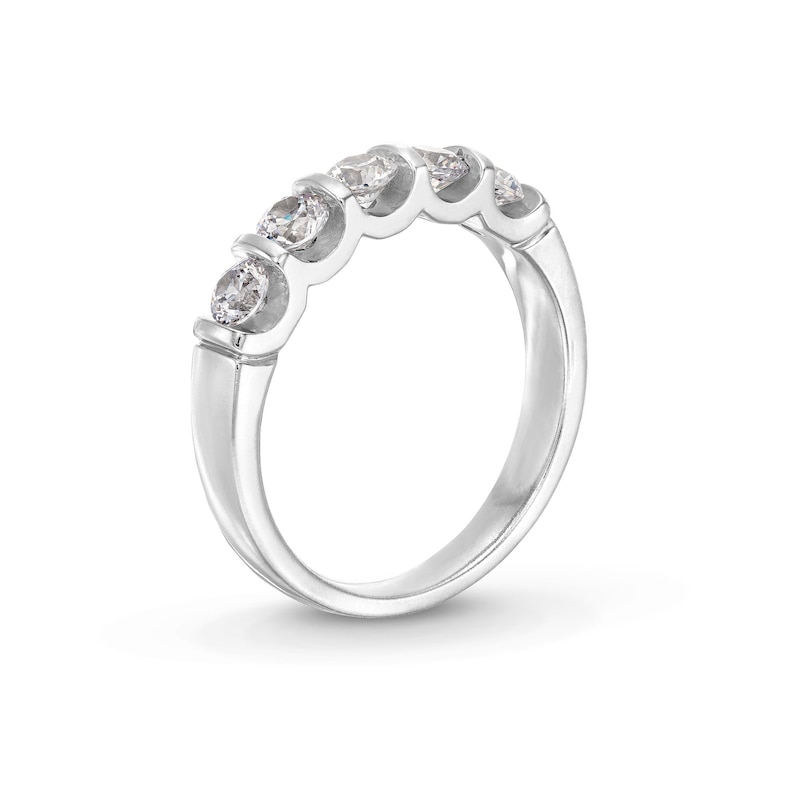 1 CT. T.W. Certified Diamond Channel-Set Five-Stone Anniversary Band in 14K White Gold (I/SI2)