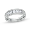 Thumbnail Image 0 of Men's 1 CT. T.W. Certified Lab-Created Diamond Channel-Set Five Stone Band in 14K White Gold (F/VS2)