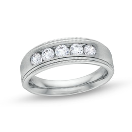 Men's 1 CT. T.W. Certified Lab-Created Diamond Channel-Set Five Stone Band in 14K White Gold (F/VS2)