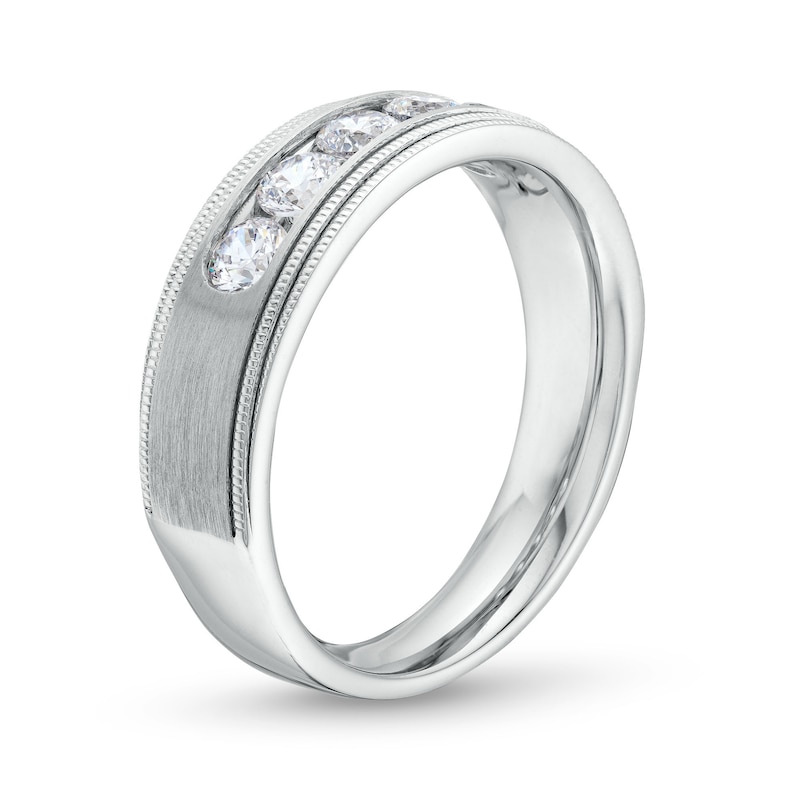 Men's 1 CT. T.W. Certified Lab-Created Diamond Channel-Set Five Stone Band in 14K White Gold (F/VS2)