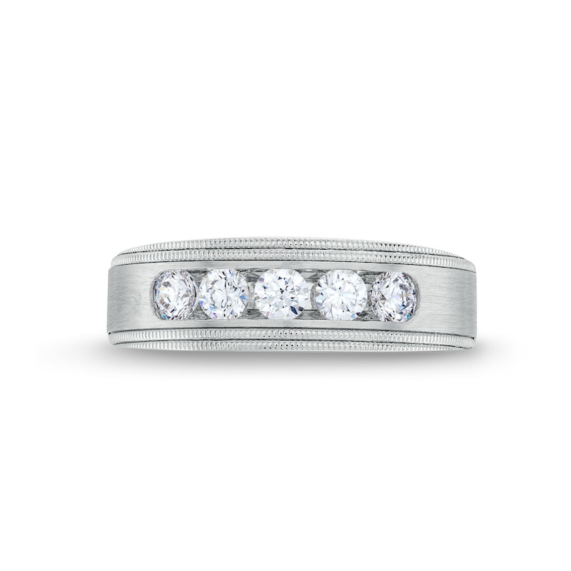 Men's 1 CT. T.W. Certified Lab-Created Diamond Channel-Set Five Stone Band in 14K White Gold (F/VS2)