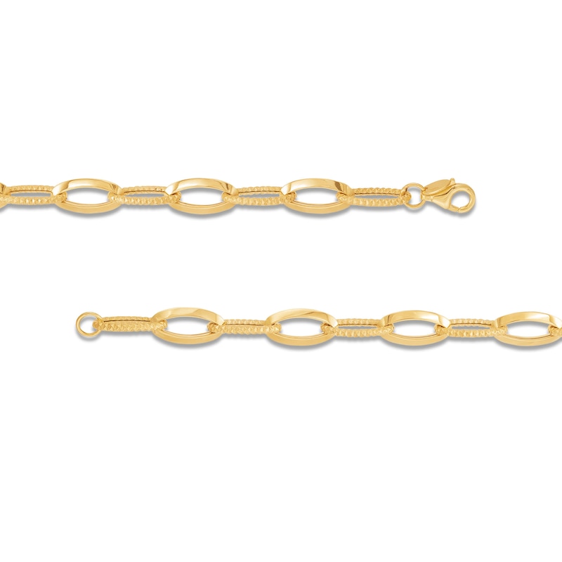 Main Image 3 of Diamond-Cut 10.0mm Oval Link Chain Necklace in Hollow 14K Gold - 18&quot;