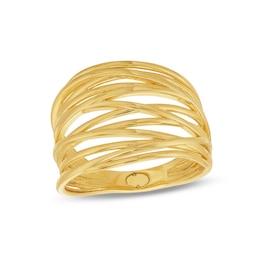 Layered Multi-Row Criss-Cros Ring in 10K Gold - Size 7