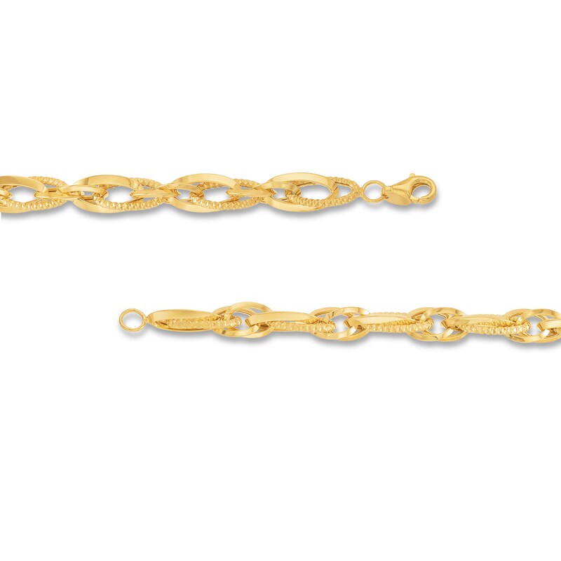 Main Image 3 of Diamond-Cut 6.6mm Layered Oval Link Chain Necklace in Hollow 14K Gold