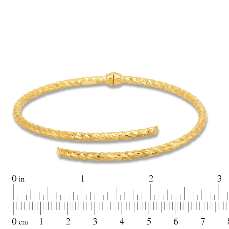 Main Image 3 of Diamond-Cut Open Wrap Hinged Bangle in Hollow 14K Gold - 7.25&quot;