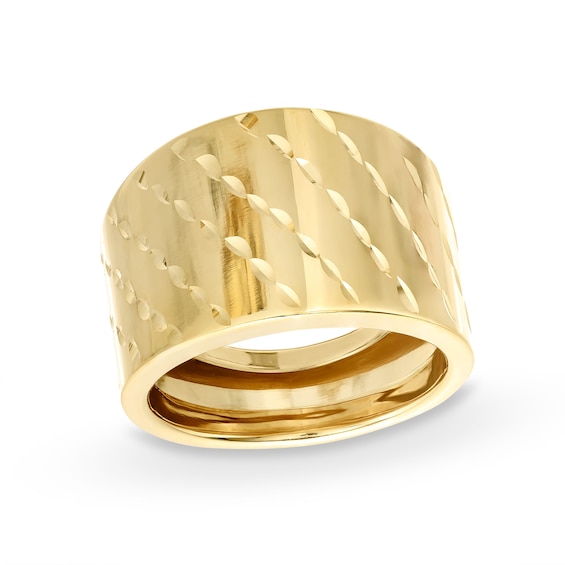 Grooved Multi-Row Band In 10K Gold - Size 7