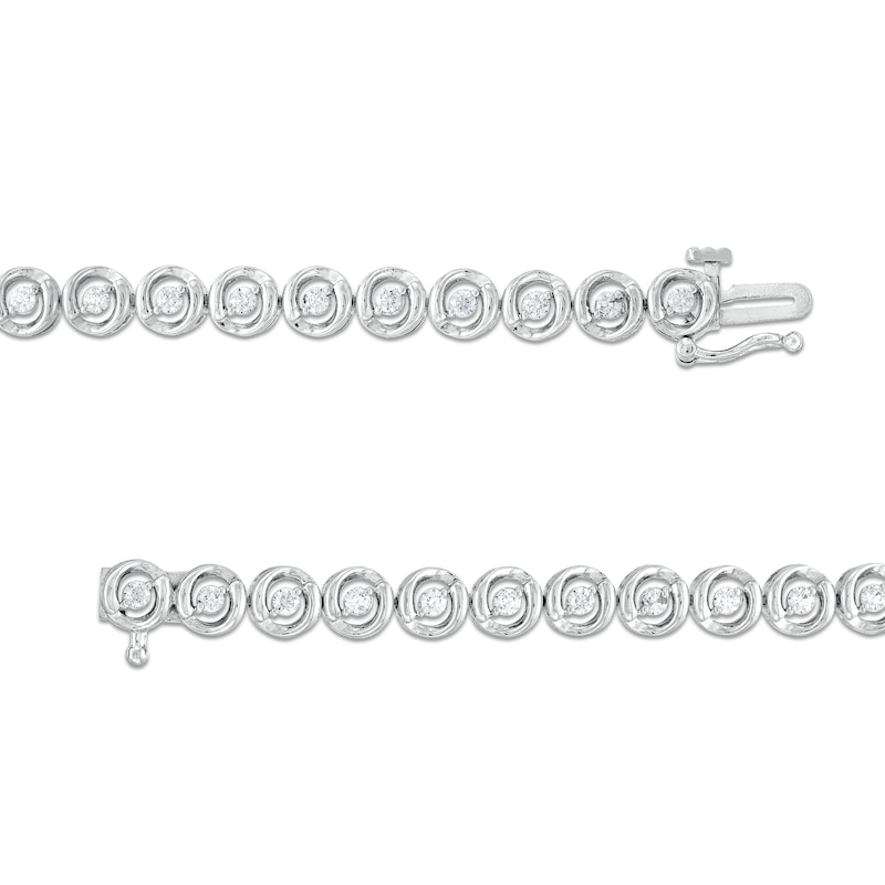 Main Image 3 of 1 CT. T.W. Diamond Circles Line Bracelet in 10K White Gold