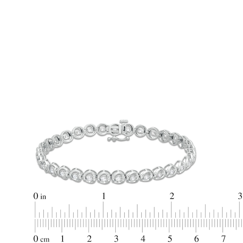 Main Image 4 of 1 CT. T.W. Diamond Circles Line Bracelet in 10K White Gold