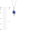 Thumbnail Image 3 of Pear-Shaped Blue Sapphire and 1/10 CT. T.W. Diamond Flame Pendant in 10K White Gold